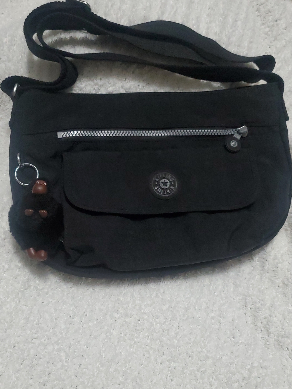 Kipling Black Crossbody Bag with Monkey Keychain